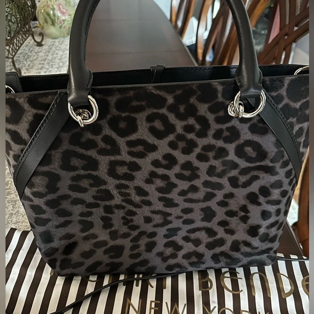 Henri Bendel Lafayette Satchel w/ Crossbody Strap in Leopard, EUC!
